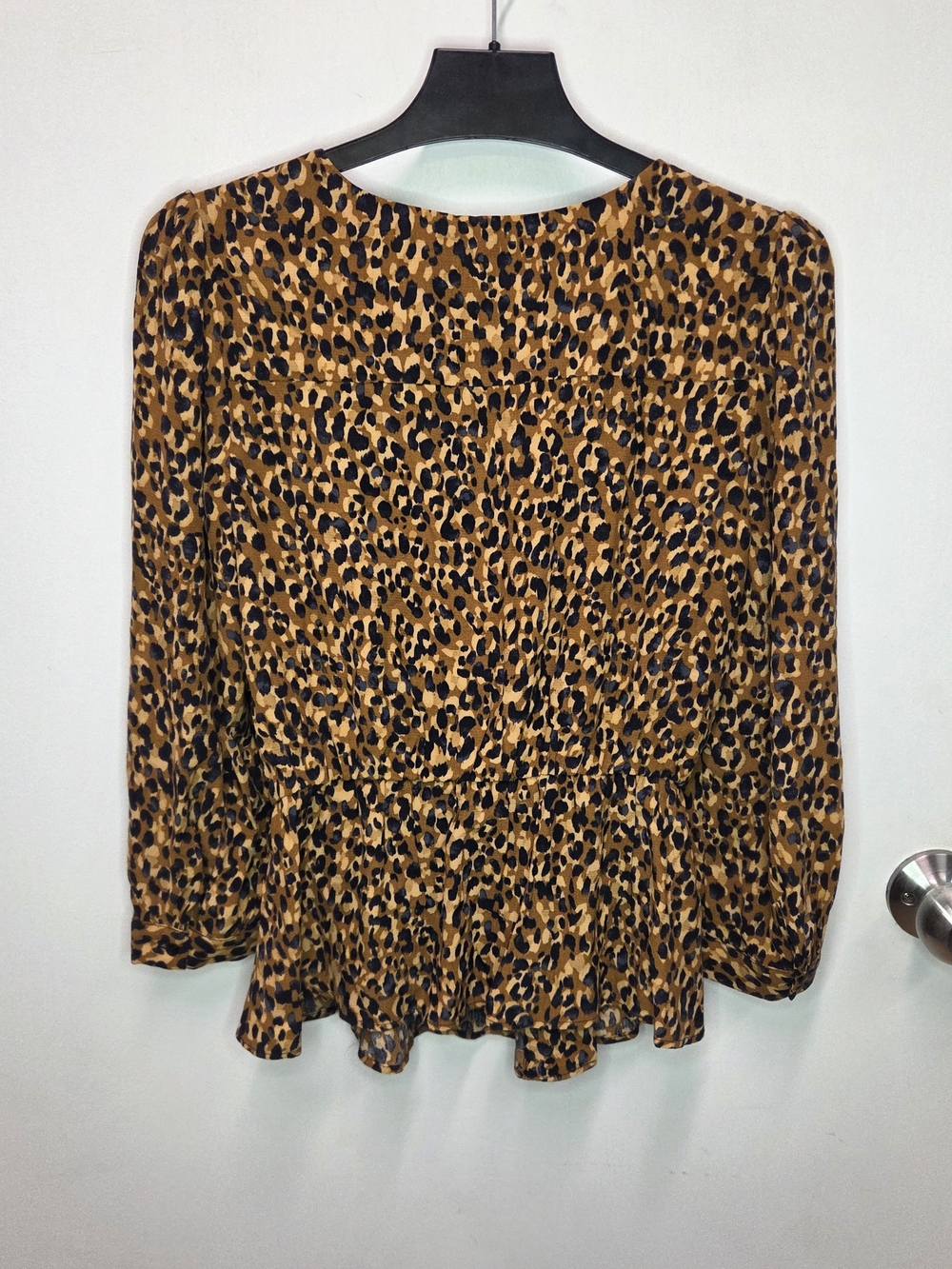 Modern Identity Design Leopard Print Crossover Wrap Peplum Blouse Size - Picture 5 of 7